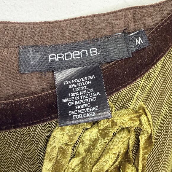 Arden B 3D Velvet Rosette Tulle Mesh Skirt M Olive Green & Brown Midi Y2K Goth - Picture 3 of 9